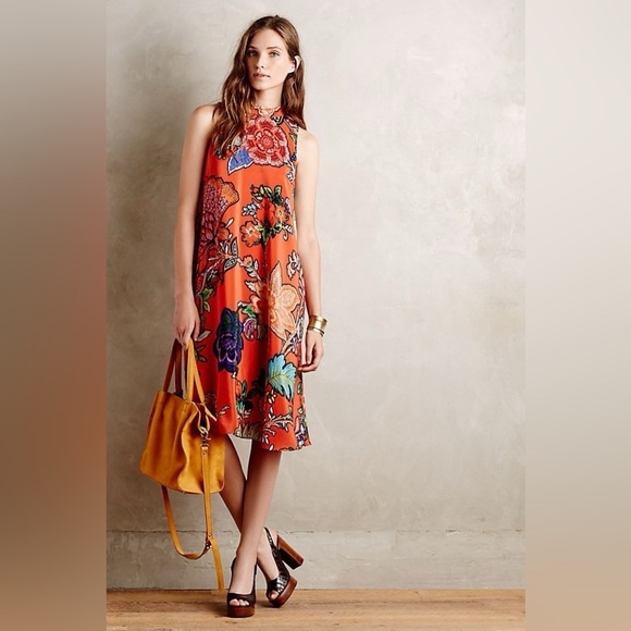 Anthropologie Maeve Larkhill silk midi dress - Picture 2 of 15